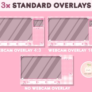 Twitch Cute Pink Bunny Stream Package | Twitch Overlays, Panels, Alerts, Animated Screens | Vtuber | Kawaii Layout Bundle Pack | FULL SET image 4