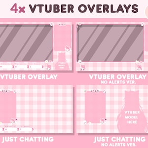 Twitch Cute Pink Bunny Stream Package | Twitch Overlays, Panels, Alerts, Animated Screens | Vtuber | Kawaii Layout Bundle Pack | FULL SET image 5