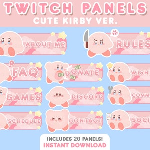 20x Twitch Cute Pink Poyo Stream Panels | Pop Up, Kawaii Pastel, Aesthetic Space, Clouds, Stars, Anime, Red, Sparkle | Twitch Bundle Package