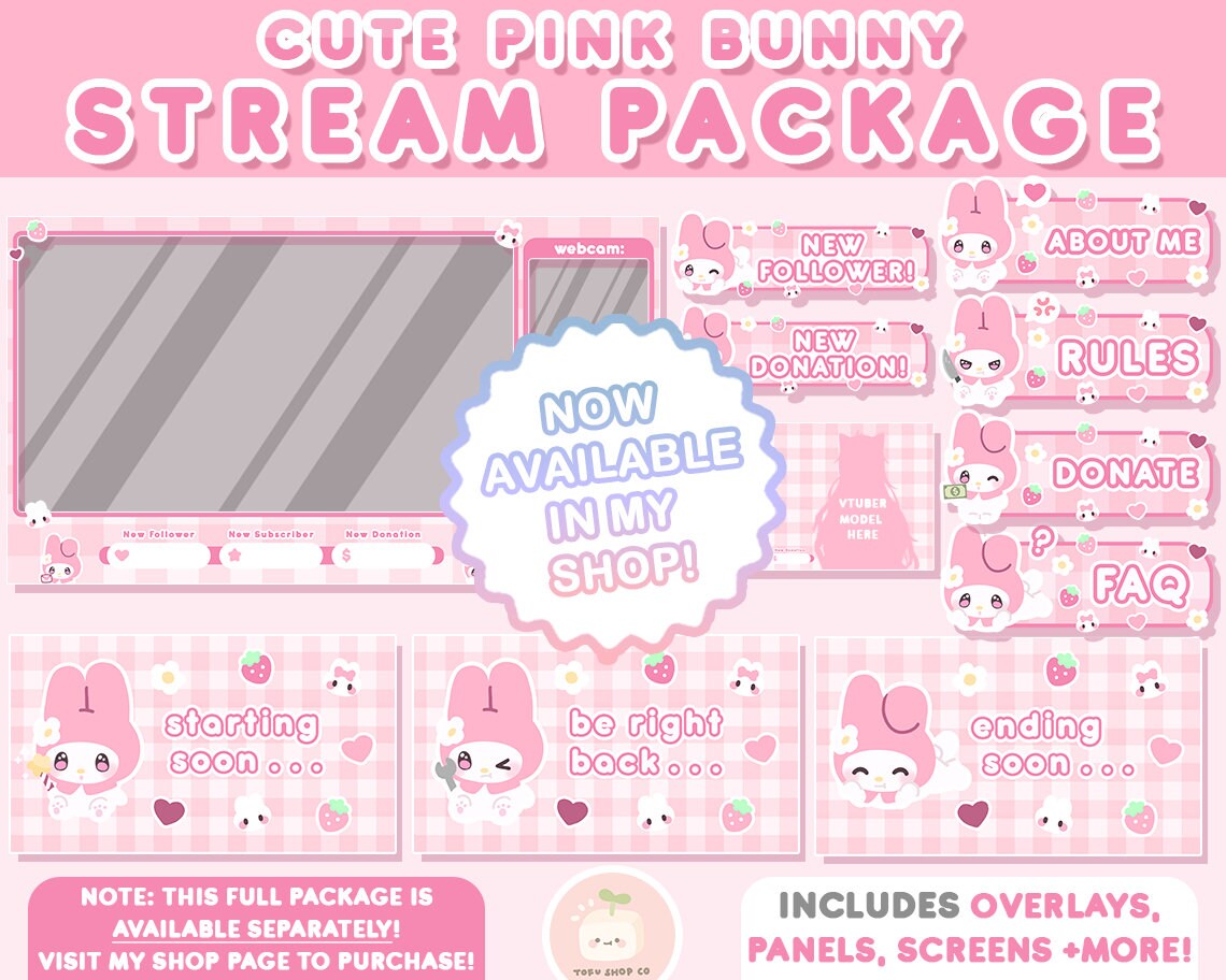 Pink Raid Alert 6x Twitch Cute Pink Bunny Stream Alerts | Static .pngs | Follower ...