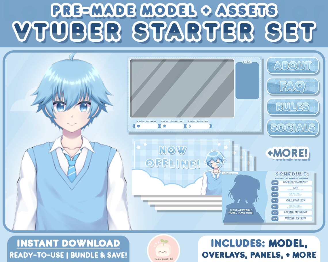既製の Vtuber スターター セット | ライブ 2D モデル + Twitch 