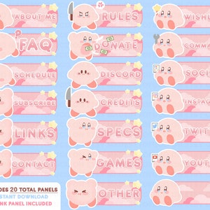 20x Twitch Cute Pink Poyo Stream Panels Pop Up, Kawaii Pastel ...