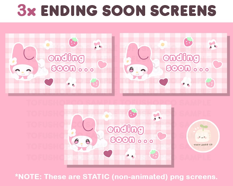 Twitch Cute Pink Bunny Stream Package | Twitch Overlays, Panels, Alerts, Animated Screens | Vtuber | Kawaii Layout Bundle Pack | FULL SET image 8