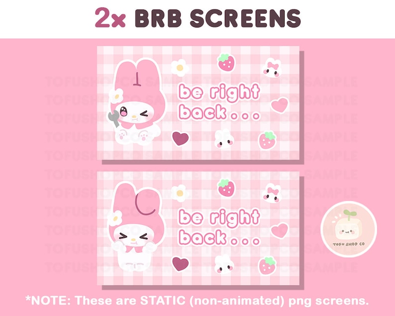 Twitch Cute Pink Bunny Stream Package | Twitch Overlays, Panels, Alerts, Animated Screens | Vtuber | Kawaii Layout Bundle Pack | FULL SET image 9