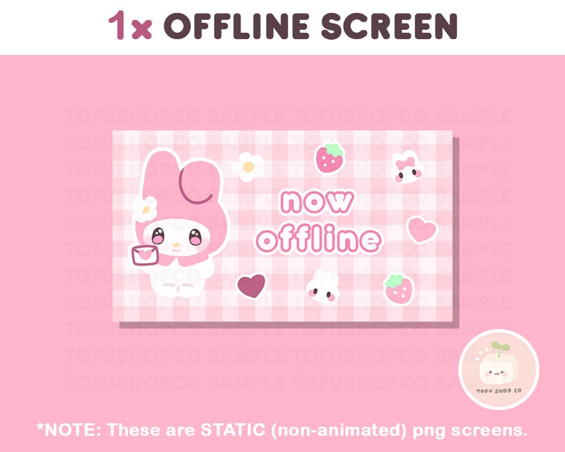 Twitch Cute Pink Bunny Stream Package | Twitch Overlays, Panels, Alerts, Animated Screens | Vtuber | Kawaii Layout Bundle Pack | FULL SET image 10