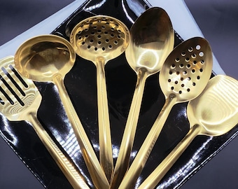 6 Piece Gold Stainless Steel Utensil Set for Special Events