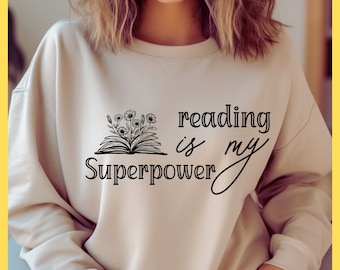 Reading is My Superpower SVG PNG: Book Lover Design (Digital Download)