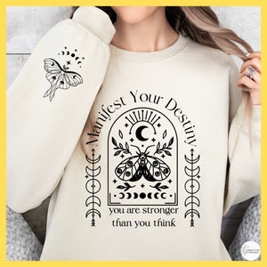 Manifesteer je lot SVG PNG, Boho inspirerende mouw Shirt Svg, Love Yourself Svg, positieve dagelijkse bevestigingen citaten Svg manifestatie svg