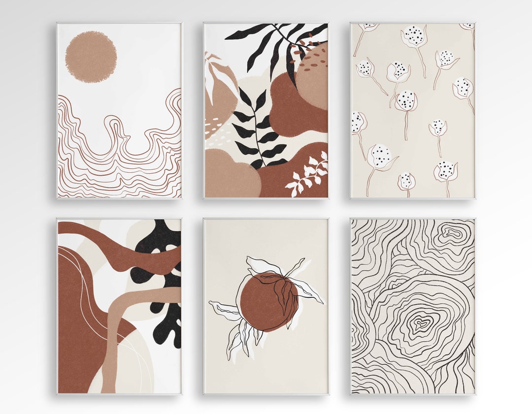 Set of 6 Printable Wall Art Print, Sun Print, Digital Download, Mid ...