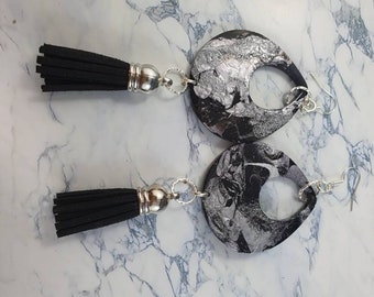 Black and Silver earrings with tassles