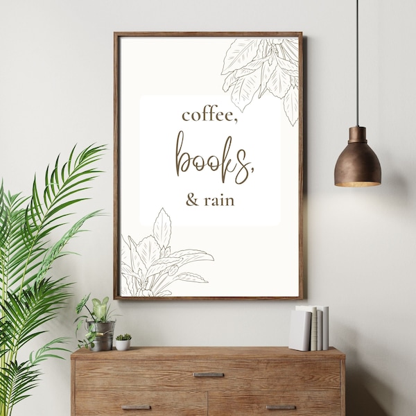 8x10 Coffee, Books, & Rain Printable