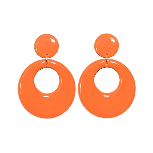 Orange Dangle Hoop Earrings