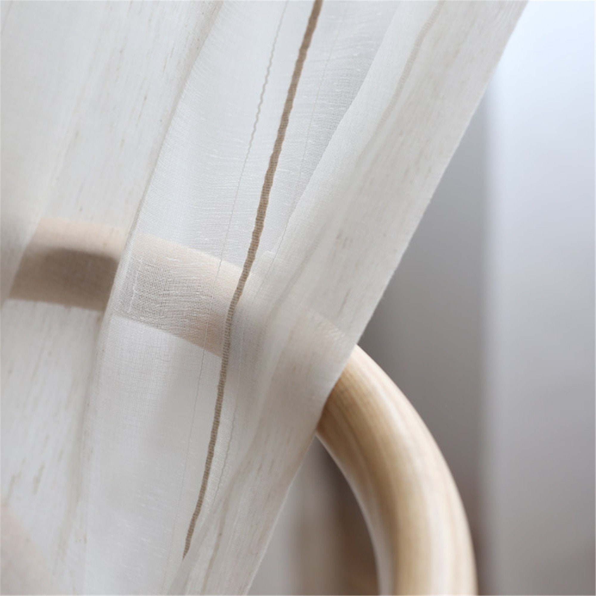 Real Linen Sheer Curtain Fabric by the Yard With Brown Wide Etsy