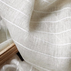Nature White Beige Linen Sheer Curtain Stripes Fabric ,Linen Sheer Curtain Fabric,Living Room,Bedroom,Pinstripe Decal,Custom