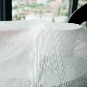 Slim White Vertical Linen Striped Sheer Curtain Fabric,Custom White Sheer for Wedding,White Sheer Curtains,White Privacy Panel,Chiffon Sheer