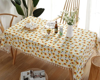 Washable Tablecloth Dinner Picnic Table Cloth Home Decoration Assorted Size Bring-6107 Bringsine Vintage Square Cotton Linen Lace Sun Flower Tablecloth 