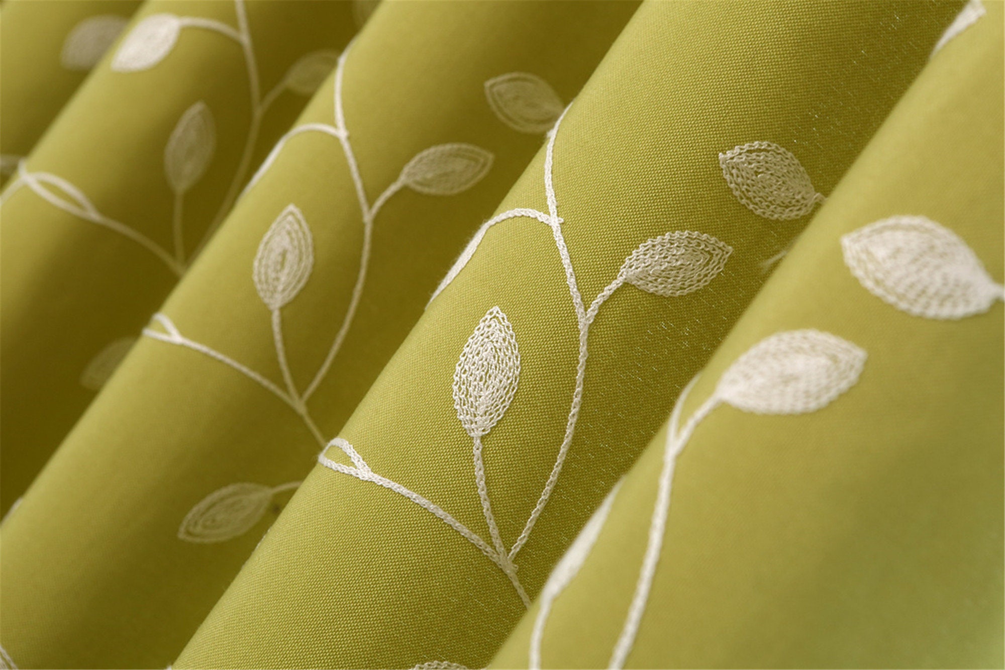 Green Vines Embroidered Blackout Curtains Living Roomcurtain Etsy