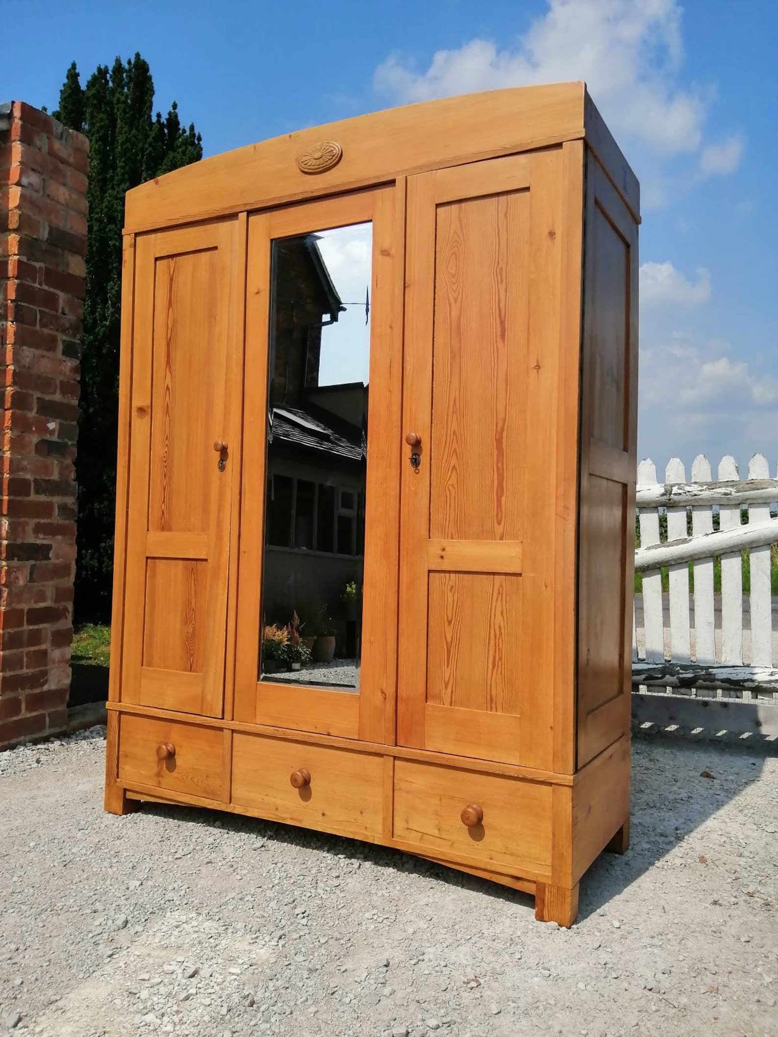 Antique Knockdown Triple Pine Wardrobe We assemble Etsy