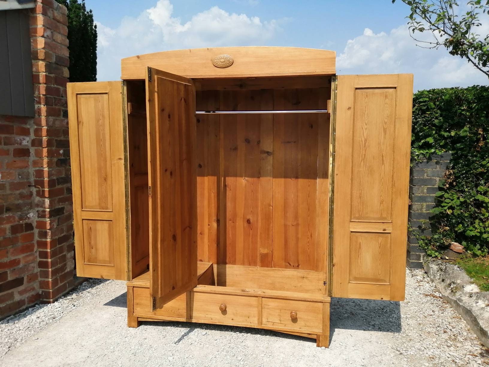 Antique Knockdown Triple Pine Wardrobe We assemble Etsy