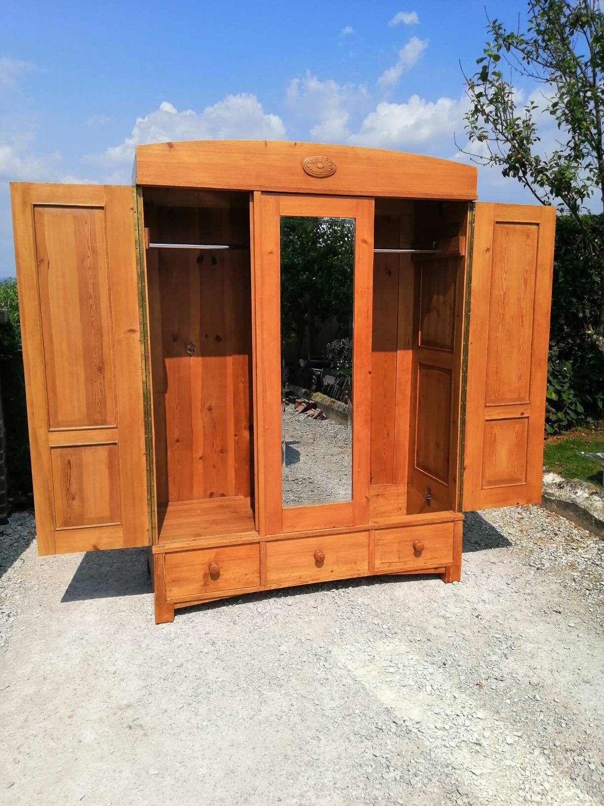 Antique Knockdown Triple Pine Wardrobe We assemble Etsy