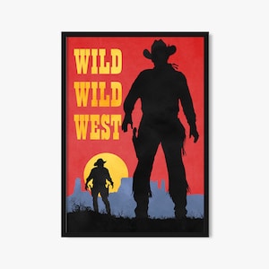 Wild Wild West Poster, Gunslinger Duel, Outlaw Western Wall Art, Typography Cowboy Print, Ranch Decor, Watercolor Art Print, Boho Western
