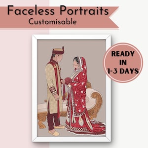Faceless Portrait, Custom Illustration, Personalised Portrait, Boyfriend Gift, Girlfriend Gift, Wedding Gift