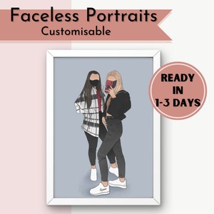 Faceless Portrait, Christmas Gift, Custom Illustration, Personalised Portrait, Boyfriend Gift, Girlfriend Gift