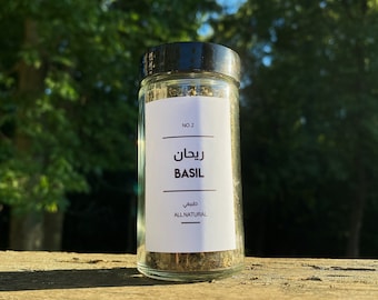 Spice Labels Minimalist | English + Arabic | Water Resistant Labels, Modern, Durable | 40 Pack | Custom Orders Available!