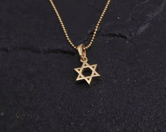 14k gouden Davidster-hanger, klassieke Davidster-hanger, Joodse hanger, Judaïca-sieraden, Israël-sieraden, kleine Magen David-hanger