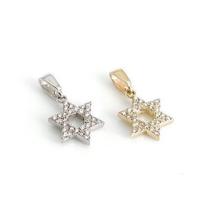 14k Davidstern Anhänger, Magen David Anhänger, Diamanten Schmuck, Jüdischer Schmuck, Gold Davidstern Halskette, Israel Schmuck