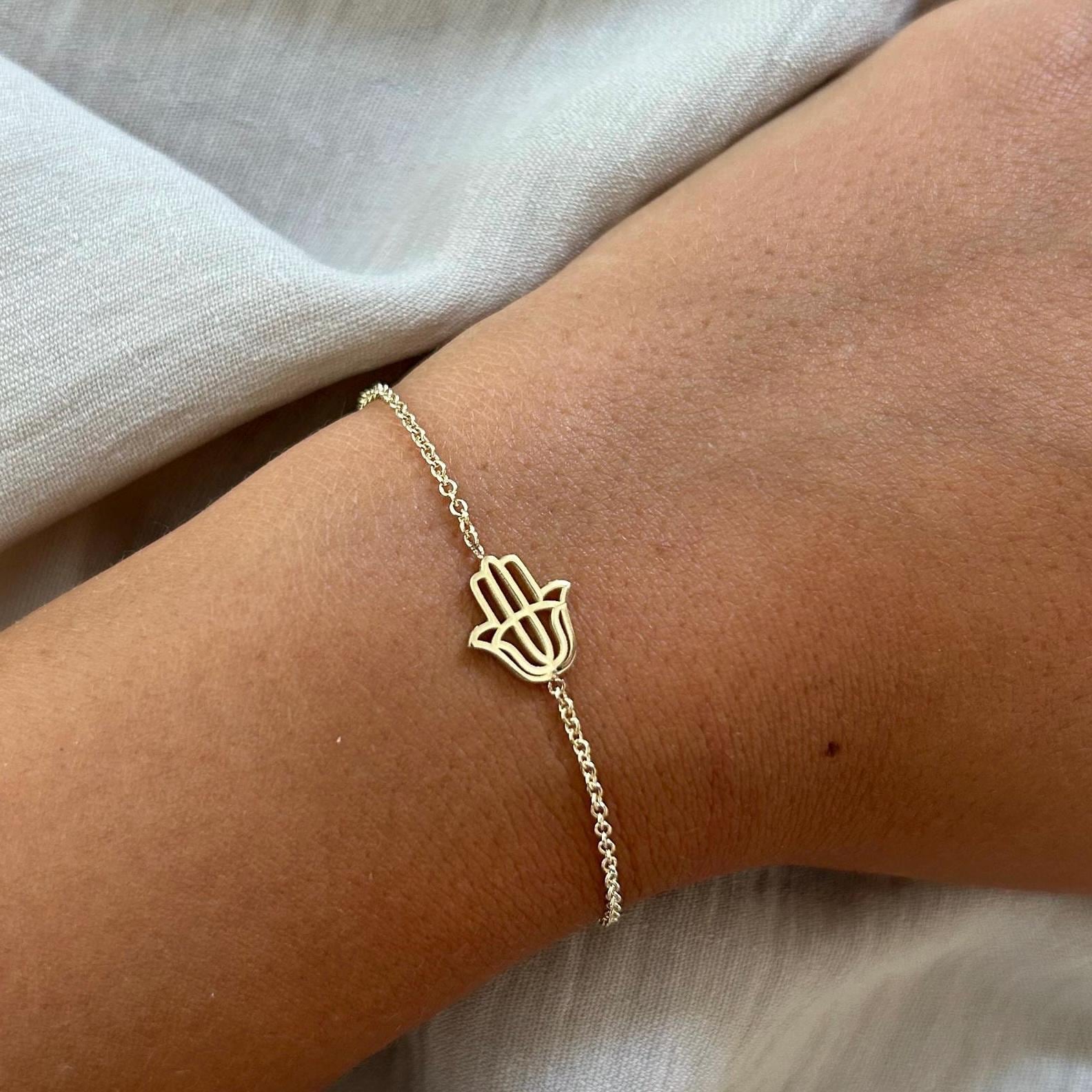 14k Gold Hamsa Bracelet Hamsa Bracelet Classic Hamsa Israel Designer Jewish jewelry Gold Bracelet Gold Jewelry Yellow Gold
