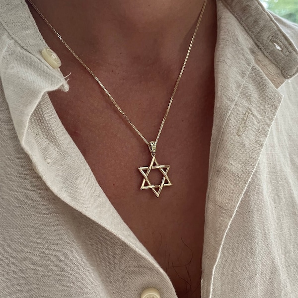 14k geelgouden Davidster-hanger, Joodse sieraden