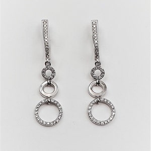 White gold earrings, set with diamonds, 14k white gold.