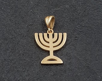 14k Gold Menorah pendant, Gold Jewish Pendant, Jewish Jewelry, Israel Pendant, Gold Pendant Necklace, Judaica Jewelry, Yellow Gold
