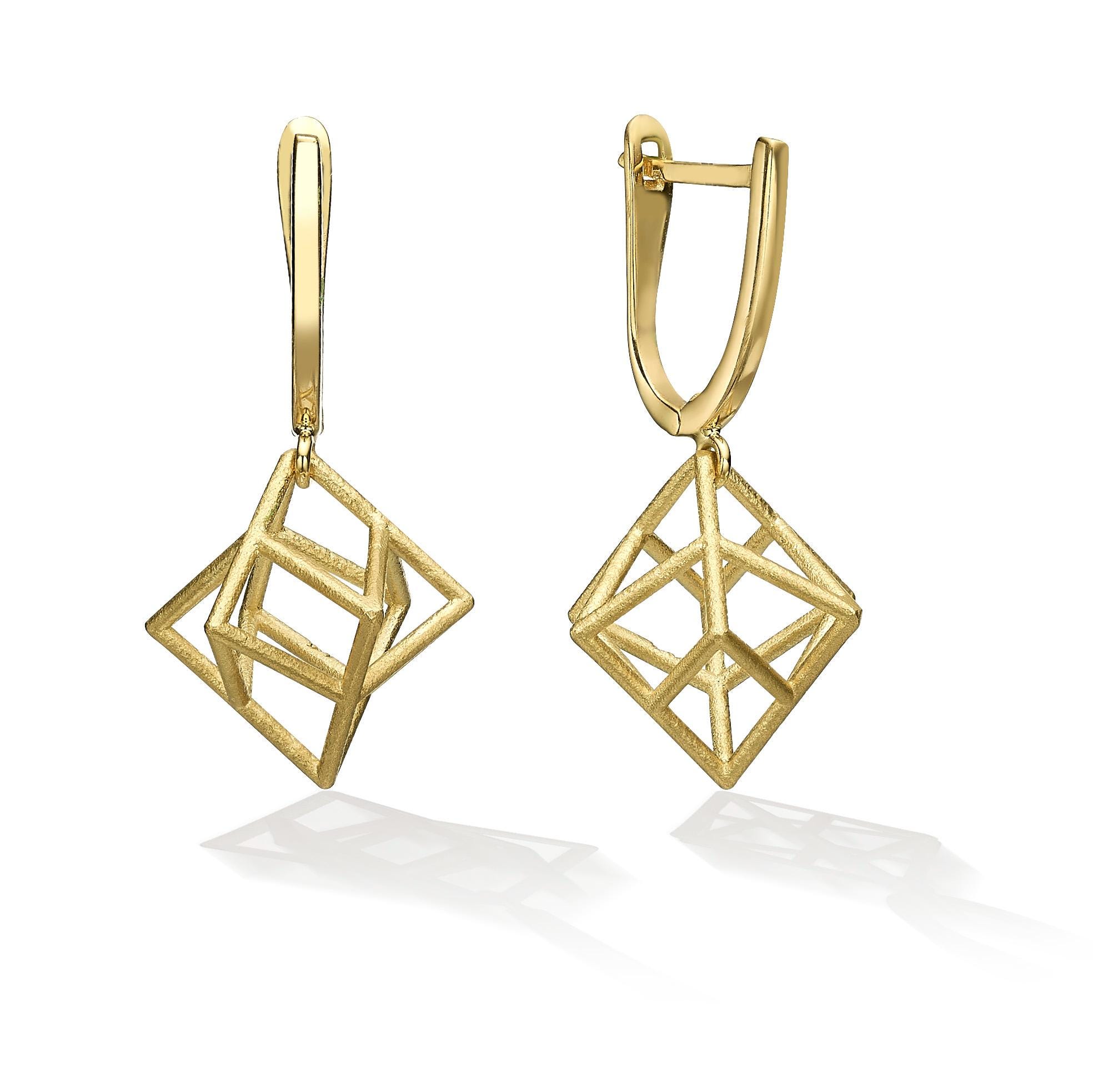 14k Gold Merkava Earrings, Jewish Earrings, Jewish Jewelry, Judaica Jewelry, Star Earrings, Gold Earrings, Magen David Earrings