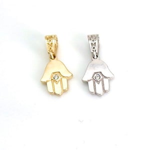 14k Gold Hamsa Pendant, Diamond Jewelry, Gold Hamsa Necklace, Jewish Jewelry, Gold Pendant, Classic Hamsa, Diamonds Hamsa, Jewish Jewelry