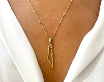 14k Gold Map of Israel pendant, Gold Israel Pendant, Jewish Necklace Pendant, Gold Jewish Pendant, Gold necklace pendant, Israel Jewelry