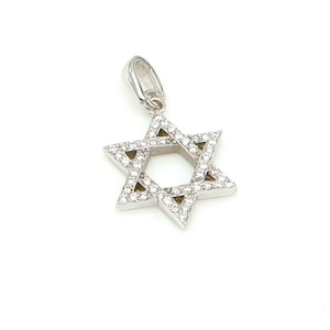 14k Gold Diamant Davidstern Anhänger, Magen David Anhänger, jüdischer Anhänger, klassischer Davidstern, handgemachter jüdischer Schmuck, Diamantanhänger