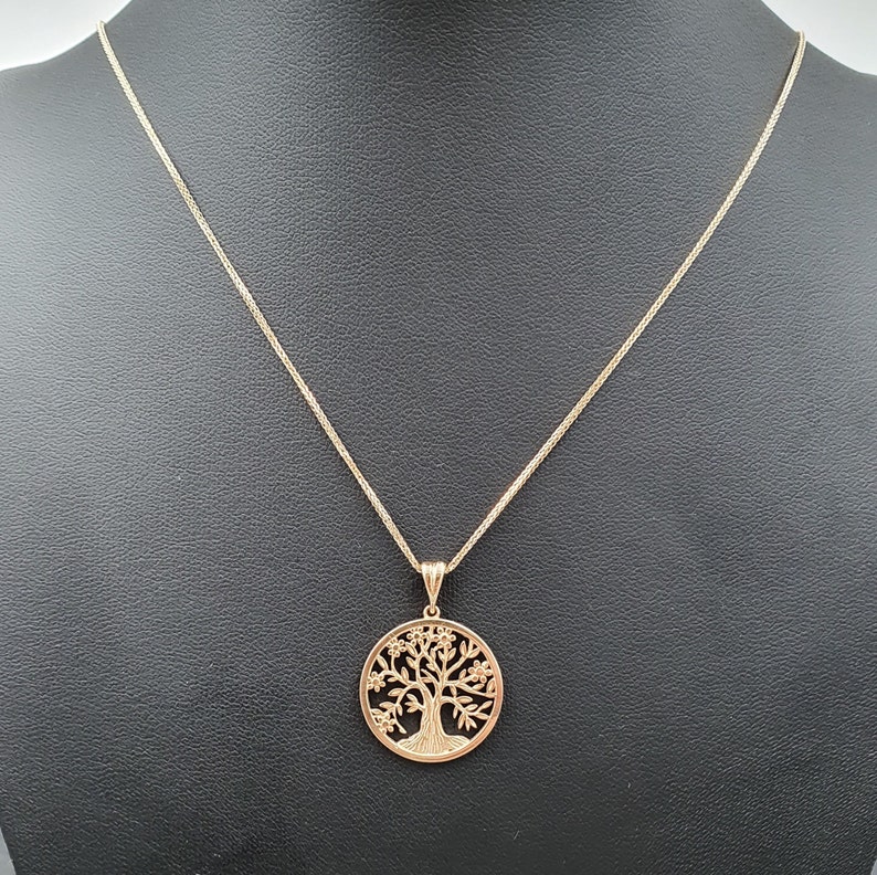 14k Yellow Gold Tree of Life Pendant, Round Necklace (21mm) - Etsy