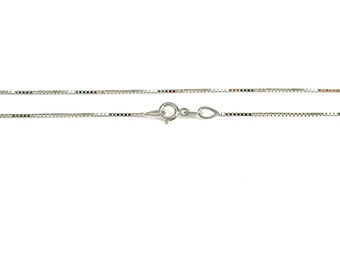 14k White Gold Box Chain Necklace, 1.0mm Width