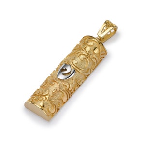 14k Gold Mezuzah pendant, Jewish Jewelry, Israel Jewelry, Mezuzah Necklace, Gold Jewelry, Gold Modern Mezuzah, Yellow Gold Pendant