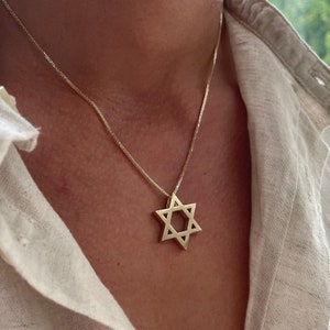 14k Gold Davidstern Anhänger, Klassischer Davidstern Anhänger, Jüdischer Anhänger, Jejuda Schmuck, Magen David Anhänger, Handgemachter Jüdischer Schmuck