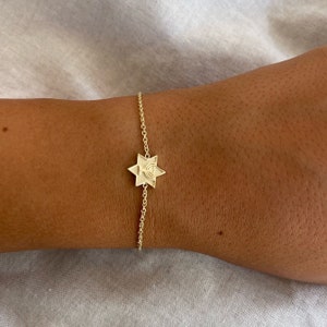 14k ゴールド スター オブ ダビデ ブレスレット、マゲン ダビデ、メノーラー ジュエリー、ゴールド ジュエリー、ハンドメイド ジュエリー、マゲン ダビデ ブレスレット、イスラエル デザイナー