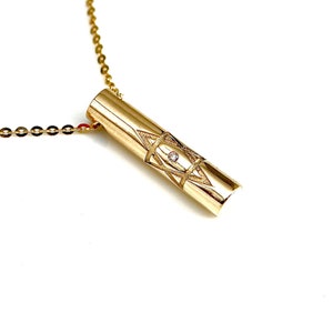14k Gold Mezuzah Pendant, Mezuzah Star of David Pendant, Gold Pendant, Mezuzah Necklace , Diamonds Jewelry, Jewish Jewelry
