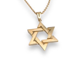 14k gouden davidsterhanger, klassieke joodse hanger, gouden sterkettinghanger, sieraden van Israël, magen david-hanger, geel goud.