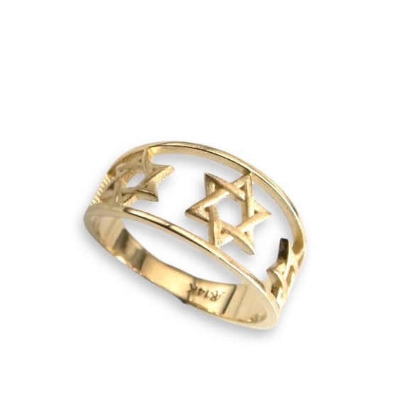 Anillo de estrella de David, Anillo de oro de 14 quilates, Anillo