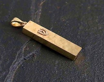 14k Gold Mezuzah Pendant, Hammered Pendant, Jewish Pendant, Judaica Pendant, Gold Jewelry, Yellow & White Gold