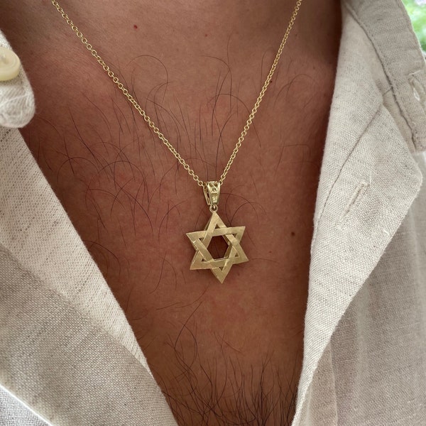 14k Gold Star of David pendant, Magen David Pendant, Jewish Jewelry, Gold Star Necklace Pendant, Classic Pendant, Israel Pendant