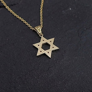 14k Gold Star of David Pendant, Classic Jewish Pendant, Gold Star Pendant, Israel Jewelry, Magen David Pendant,  Jewish Star Pendant