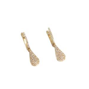 Pendientes de oro amarillo, enroscada con diamantes, oro amarillo de 14k